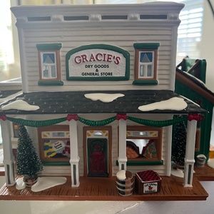 Vtg Dept 56 Snow Village Gracie's General Store & Dry Goods Box Light Cord Pumps